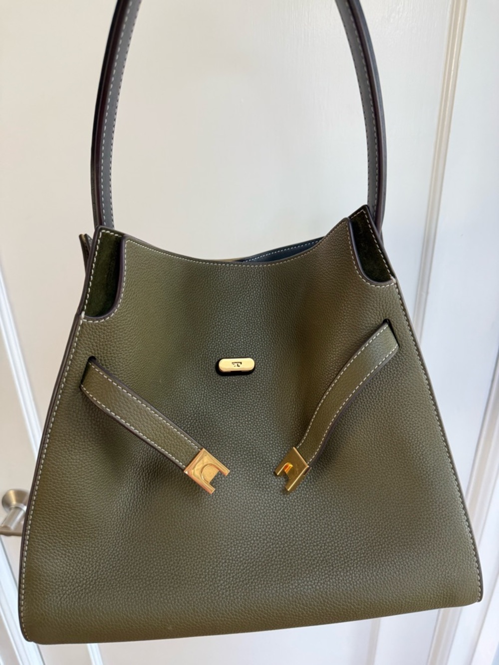 Tory Burch Lee Radziwill Double Bag in Leccio Green with two straps - Picture 7 of 14